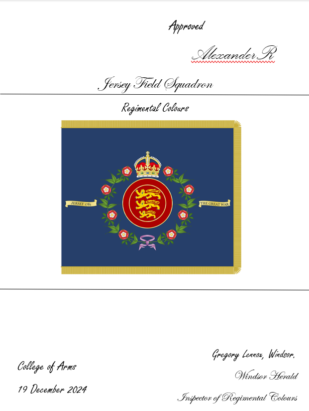 The Artwork of the Jersey Field Squadron Regimental Colours

The Jersey Field Squadron is a small unit based in the Channel Island of Jersey.
