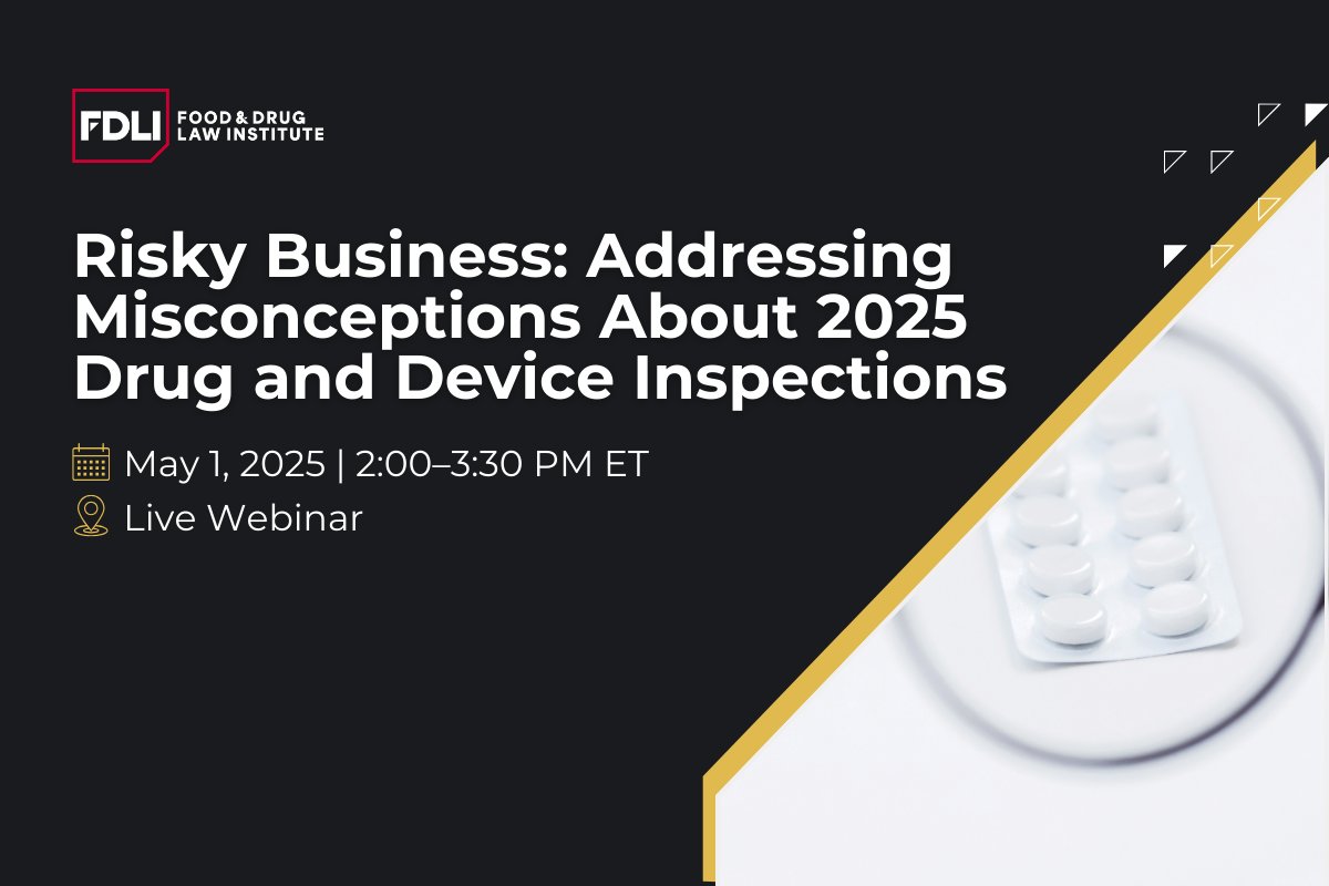 foodanddruglaw's tweet image. Are you ready to discuss 2025 FDA drug &amp;amp; device inspections? Join us May 1, 2025 to learn what to expect, where risks lie, &amp;amp; how to stay inspection-ready. Register now at bit.ly/3Y4yyVP
#FDAInspections #DrugLaw #DeviceLaw