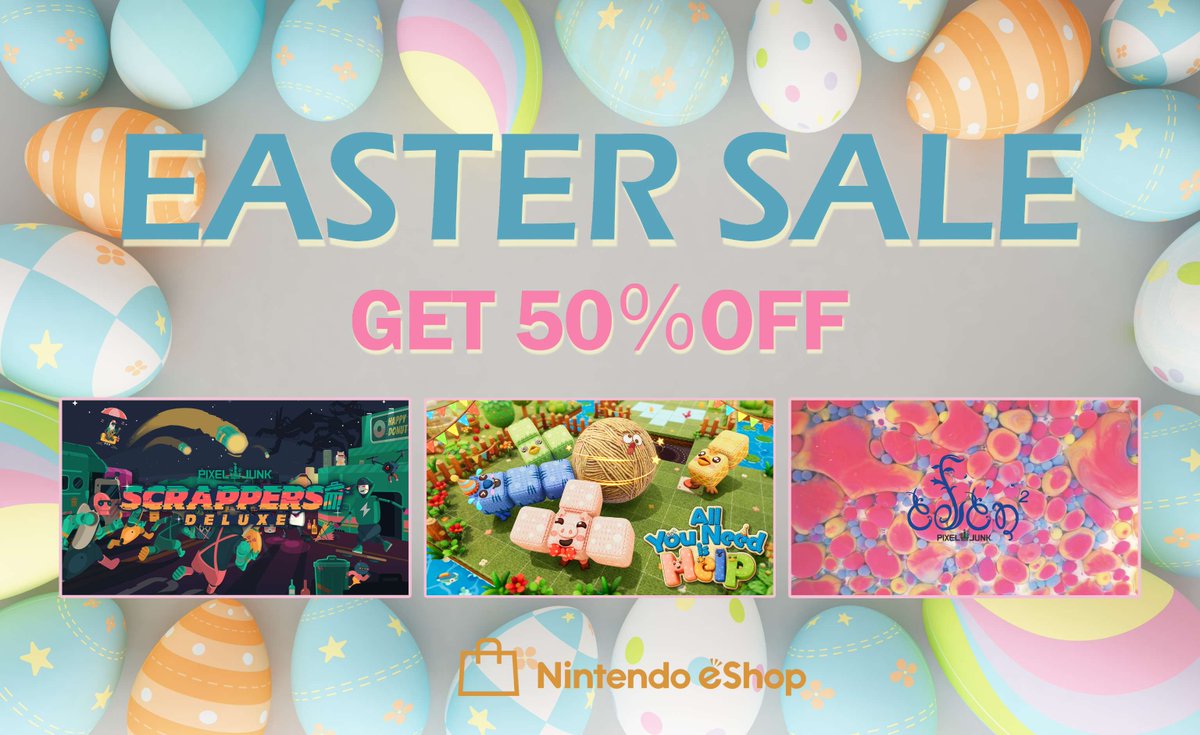 Enjoy some co-op play this Easter weekend with Scrappers, All You Need is Help and Eden 2! 🐰🐣🌷
nintendo.com/us/search/#q=q…