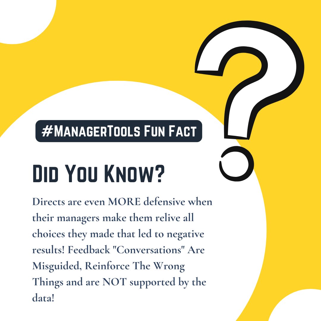 managertools's tweet image. Learn more about the often used but highly ineffective strategy of discussing why someone made a mistake, in our FREE podcast Feedback 'Dialog' Is Stupid Guidance: 
manager-tools.com/2021/02/feedba…

#feedback #badmanagement #LeadershipDevelopment