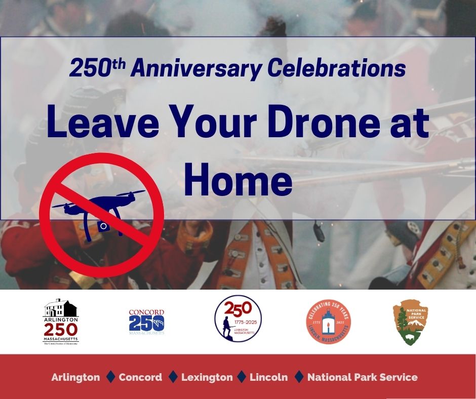 #ArlingtonMA drone pilots, the Battle of Menotomy Reenactment on April 20 is a no-fly zone. Only pubic safety will be in the air. Leave your drone at home. Read full spectator guidelinesand more. #Arlington250 #PatriotsDay <a href="/meetboston/">Boston Roll</a> loom.ly/vBTpnNo