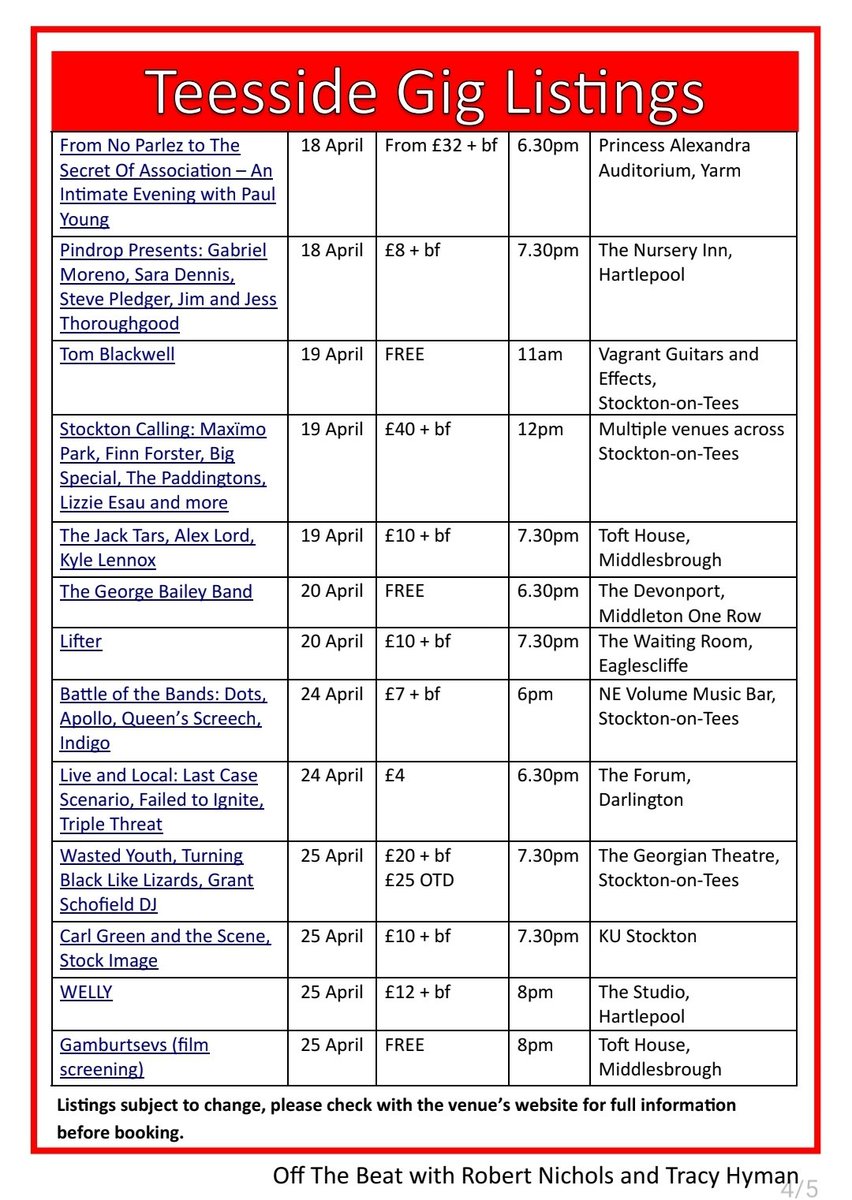 Off The Beat Teesside (@offthebeattees) on Twitter photo Off The Beat #47 🎶
Get in the mood for tomorrow's <a href="/StocktonCalling/">Stockton Calling</a>.
Read about the This Is Middlesbrough festival and check out the gig listings for the next fortnight.
issuu.com/offthebeat/doc… Off The Beat #47 🎶
Get in the mood for tomorrow's <a href="/StocktonCalling/">Stockton Calling</a>.
Read about the This Is Middlesbrough festival and check out the gig listings for the next fortnight.
issuu.com/offthebeat/doc…