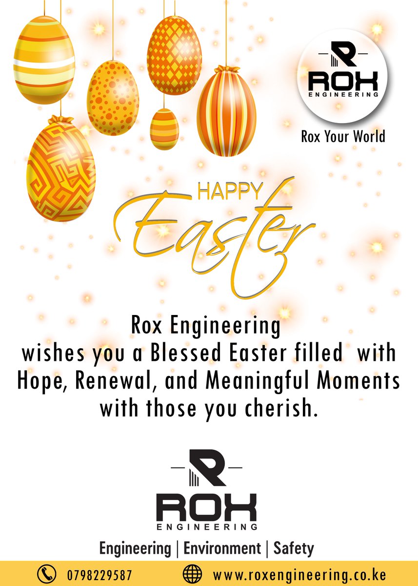 Rox Engineering wishes you a blessed and joyful Easter. Rox Your World! 
roxengineering.co.ke #Easter2025 #RoxEngineering #Kenya