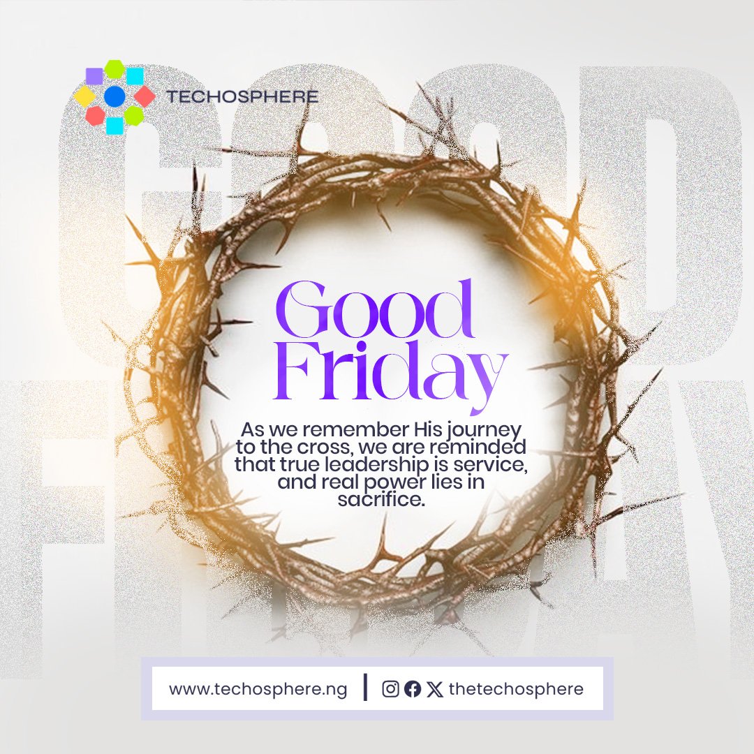 As you reflect on this day, may your heart be filled with peace, your spirit renewed, and your faith strengthened.

Wishing you a blessed Good Friday from all of us at Techosphere. 💙

#GoodFriday #FaithAndHope #easter #Techosphere #community #remotejobs #gigeconomy #techgigs