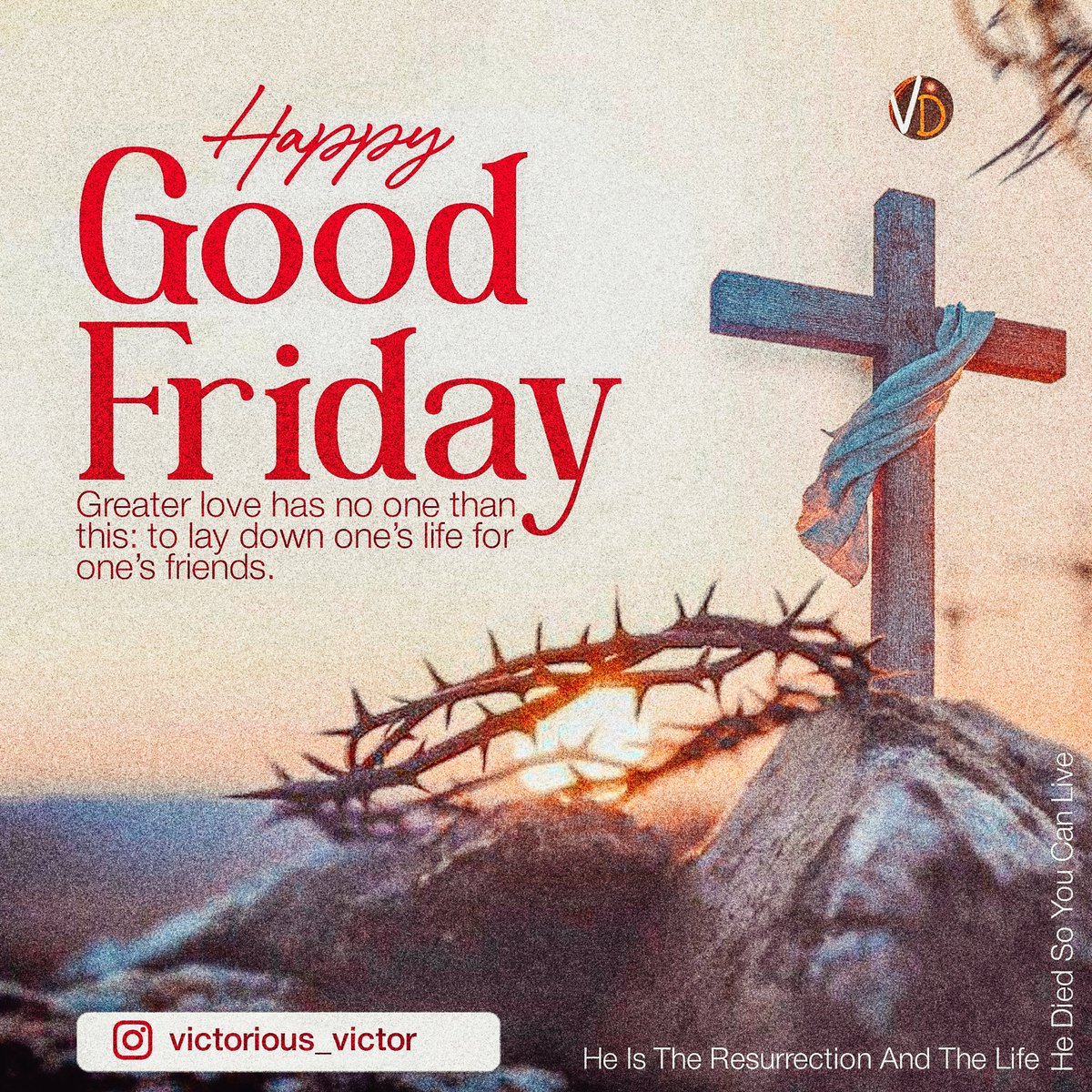 TheDesignerVik's tweet photo. It is finished. Love hung on the cross so we could stand forgiven. Today we remember the price He paid for our salvation.
‘But He was wounded for our transgressions, He was bruised for our iniquities… and by His stripes we are healed.’ – Isaiah 53:5
#GoodFriday #HeDiedForUs https://t.co/Irz2Av0ui1