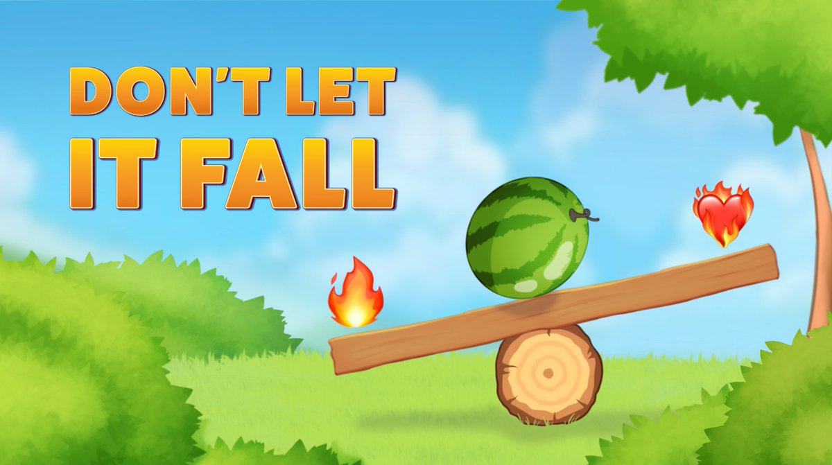 Will the watermelon balance?
🤔Only your reactions decide

Drop 🔥 or ❤️‍🔥 — just don't let it fall

Too many reactions of 1 side = balance lost
😊Are you ready to play?