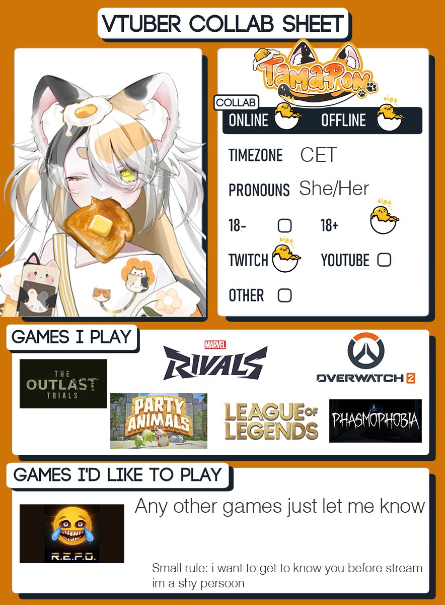 Looking for VTuber friends :3 &amp; moots to collab with! 🫶 I do have a small rule — I like to get to know each other a bit before we stream together (due to me being rather shy) If you're interested, drop a comment! #Vtuber #VtuberCollabSheet #UPrisingvtuber #ENVtuber