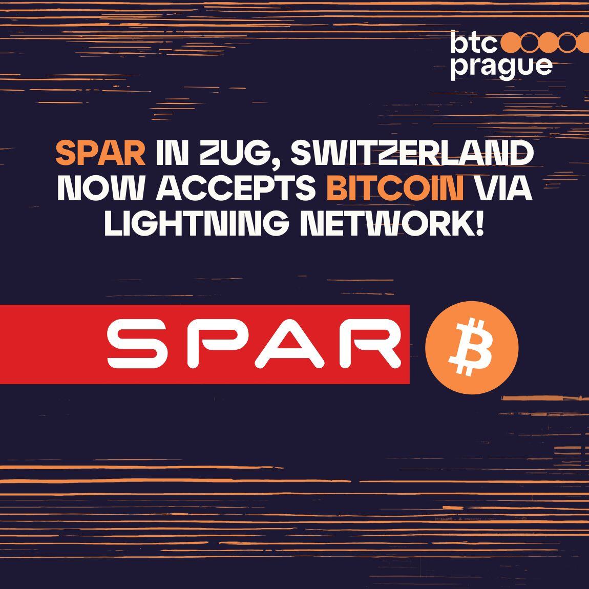 Customers can pay for groceries with BTC at the SPAR store in Zug using a  simple static QR code at checkout. Another real-world use case. Another  step towards hyperbitcoinization.