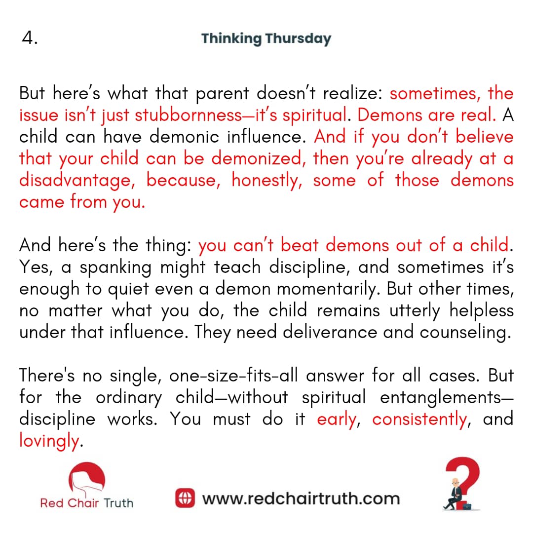 redchairtruth1's tweet photo. #RedChairTruth #ThinkingThursday #Blog #Christianarticle #Childdiscipline #Parenting #ItaUdoh https://t.co/Nc1fYnlLWV