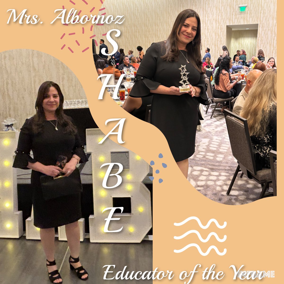 MajorElementary's tweet photo. SHABE Teacher of the year. Congratulations Mrs. Albornoz 👏🎊🎉🏆 "Heartfelt congratulations on this well-deserved recognition. You've made a real difference in the lives of your students." 🌺👏 @SpringISD #SHABE #teacher https://t.co/vXzFJpD7Ou