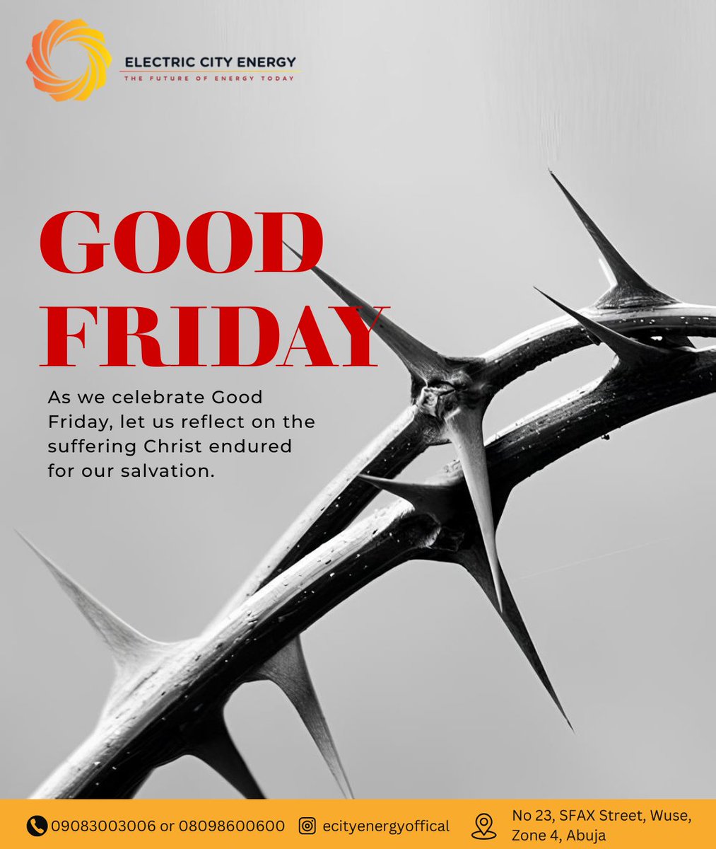 EcityEnergy's tweet image. Good Friday is a reminder that love, sacrifice, and faith always pave the way for something greater. As you reflect today, may you find rest for your soul and strength for the days ahead.

#ECITY #Easter #Easter2025 #GoodFriday2025