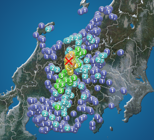 wni_jp's tweet photo. 【地震情報】
4月18日 20:19 震度5弱
震源：長野県北部 M5.0 深さ約10km
この地震による津波の心配はありません。
https://t.co/nvuG2xfQlG https://t.co/f5pWUGYUlE