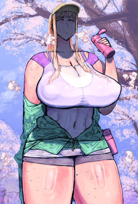 お花見ジョギングお姉さん 