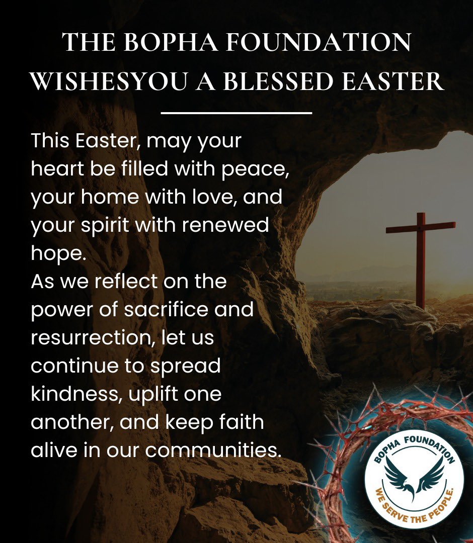 BophaFoundation's tweet photo. Bopha foundation wishes you a very blessed Easter 

#Bophafoundation
#easter
#easterweekend https://t.co/dQZoqsvVsN