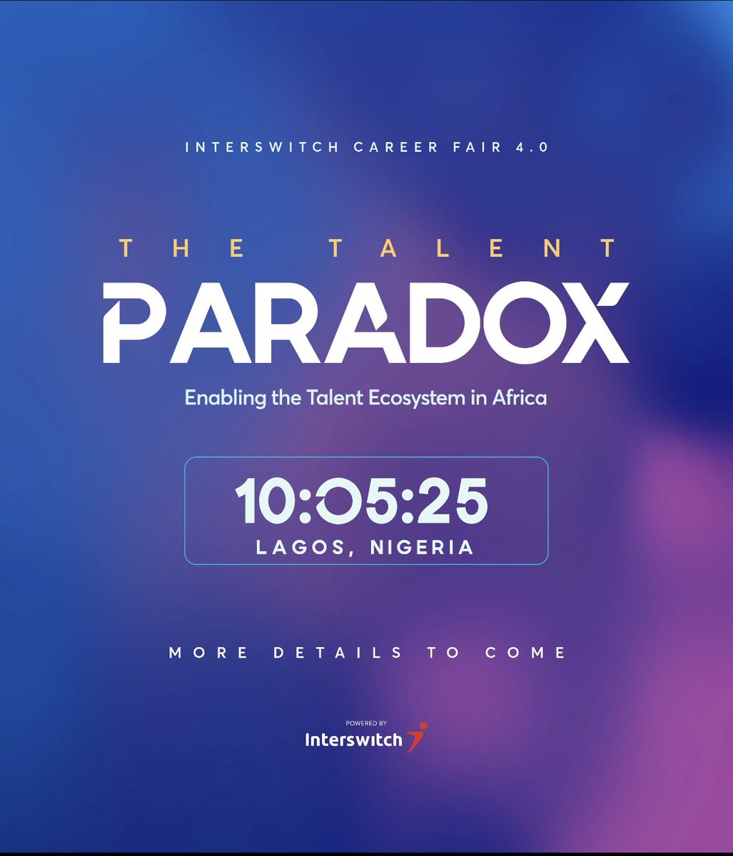 InterswitchGRP's tweet image. 📢 It's official!!!🙌🏽

Africa's biggest and most anticipated tech careers event, powered by #TheSwitch💡 is back - and bigger than ever before - for its fourth run!🔥 

Watch out!🔭 

#TheTalentParadox
#NeverS20P⏩ 
#EnablingTheTalentEcosystem🚀 
#InspiringAfricaToGreatness🌍