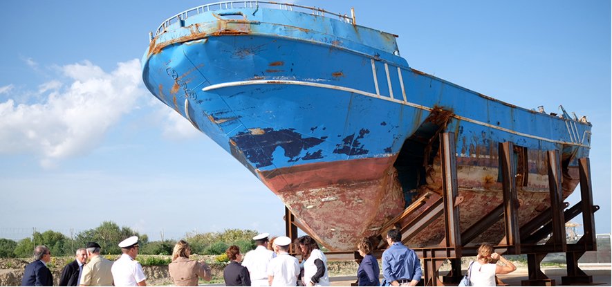 18 April 2015, a fishing boat carrying migrants sinks in the Mediterranean between Libya &amp; Lampedusa. It's estimated that 1,022 people drown, including up to 300 children. There are just 28 survivors. In 2016 the wreck is raised &amp; hundreds of bodies recovered, some are identified