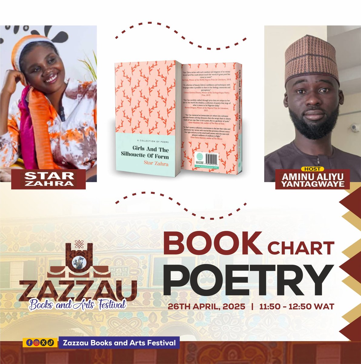 ZABAFEST's tweet photo. Zazzau Books and Arts Festival Poetry Book Chats

Come to Zazzau. You can't afford to miss all these. Get your tickets now: https://t.co/mcZmsMqpIs

#zazzaubooksandartsfestival #zabafest25 #writerscommunity #GuestReveal #artfest #GetYourTicketsNow #artsfestival #literaryfestival https://t.co/JbmvQsiN35