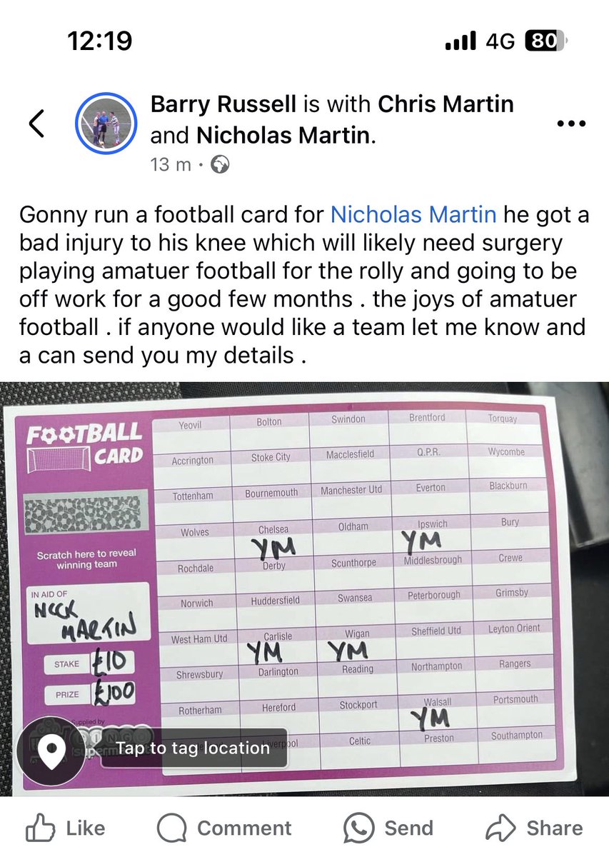 if anyone would like a shot give me a message nico snapped his knee playing for <a href="/EKRRAFC/">EKRR AFC</a> during the week . cheers