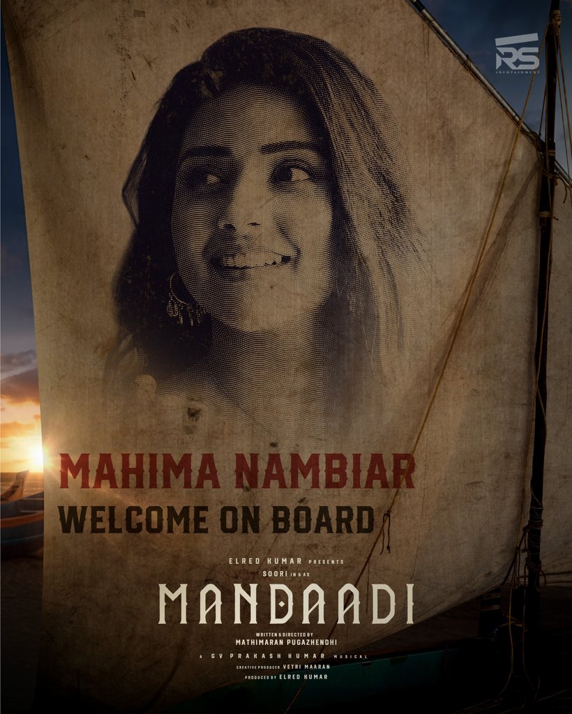 RS Infotainment (@rsinfotainment) on Twitter photo A warm welcome to the charming and talented <a href="/Mahima_Nambiar/">Mahima Nambiar</a> 🥰 as she enters the world of #Mandaadi 🌊⛵🔥
#Mandaadi #MandaadiTitleLook
<a href="/sooriofficial/">Actor Soori</a> <a href="/elredkumar/">Red</a> <a href="/rsinfotainment/">RS Infotainment</a> #VetriMaaran <a href="/MathiMaaran/">Mathimaran Pugazhendhi</a> <a href="/gvprakash/">G.V.Prakash Kumar</a> <a href="/PeterHeinOffl/">Peter Hein</a> #Azar <a href="/srkathiir/">S.R.Kathir ISC</a> <a href="/KiranDrk/">drk.kiran</a>
@pradeepERagav A warm welcome to the charming and talented <a href="/Mahima_Nambiar/">Mahima Nambiar</a> 🥰 as she enters the world of #Mandaadi 🌊⛵🔥
#Mandaadi #MandaadiTitleLook
<a href="/sooriofficial/">Actor Soori</a> <a href="/elredkumar/">Red</a> <a href="/rsinfotainment/">RS Infotainment</a> #VetriMaaran <a href="/MathiMaaran/">Mathimaran Pugazhendhi</a> <a href="/gvprakash/">G.V.Prakash Kumar</a> <a href="/PeterHeinOffl/">Peter Hein</a> #Azar <a href="/srkathiir/">S.R.Kathir ISC</a> <a href="/KiranDrk/">drk.kiran</a>
@pradeepERagav