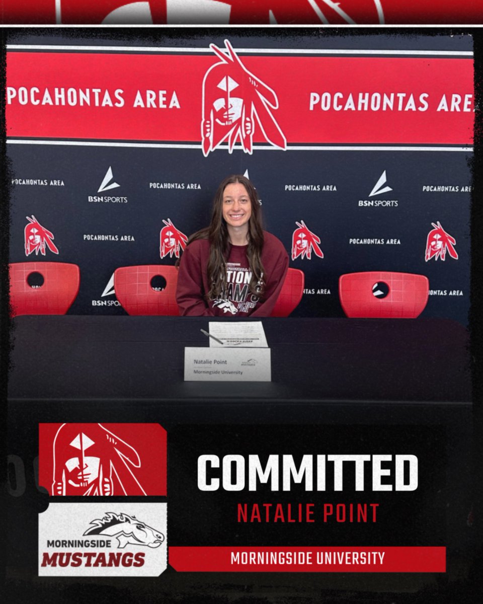 PAC_Indians's tweet photo. Congrats to Natalie Point on officially signing with Morningside University to run track & cross country for the Mustangs! 🏃♀️📚🐎
We’re so proud of you, Natalie! ❤️🖤
#PACProud #CollegeSigning #MustangBound #TrackAndXC https://t.co/G4t6wd4OjW