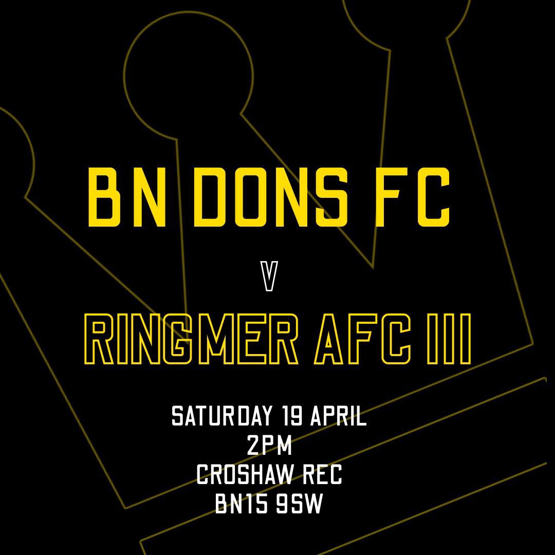 BN Dons Saturdays (@bndons1) on Twitter photo After a full month without a single game at home we are finally back at Croshaw tomorrow for a vital game in the title race ๐ 
<a href="/RingmerAFC/">Ringmer AFC</a> III are the only side to beat us in the league this season so revenge will be firmly in the boys minds! ๐ค
All support is welcome! UTD ๐ After a full month without a single game at home we are finally back at Croshaw tomorrow for a vital game in the title race ๐ 
<a href="/RingmerAFC/">Ringmer AFC</a> III are the only side to beat us in the league this season so revenge will be firmly in the boys minds! ๐ค
All support is welcome! UTD ๐