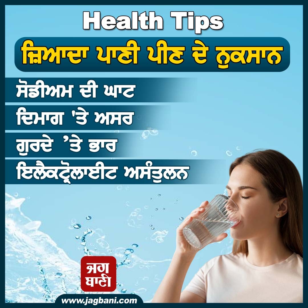 JagbaniOnline's tweet photo. Health Tips
ਜ਼ਿਆਦਾ ਪਾਣੀ ਪੀਣ ਦੇ ਨੁਕਸਾਨ
#Health #HealthTips #HealthyLifestyle #Water #ExcessiveWater #HarmfultoHealth #SeriousHarm #BeCareful #JAGBANI https://t.co/gz0fQ3IGDY