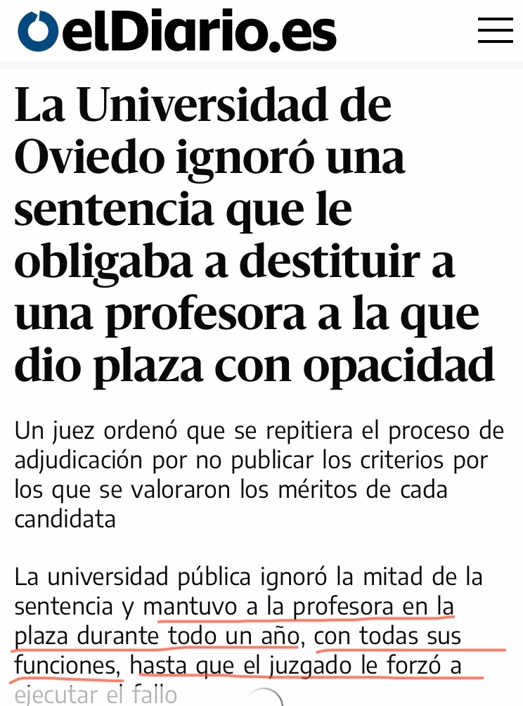 detallando cómo se amañan las plazas (y es empleo público, pagado por la ciudadanía con impuestos!), las trampas, ilegalidades, irregularidades, enchufes d candidatas amadrinadas mediocres, rechazo y machaque al talento, endogamia, la corrupción.Aquí una pincelada👇El rector