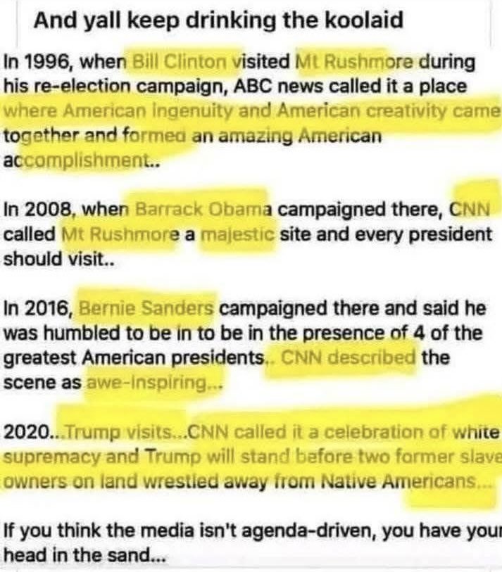 For every MAGA/America First person out there who has a friend or family member that tells you you’re drinking the koolaid when you point out our media is bias against Republicans …read them this.

It’s just one example, but a strong one.