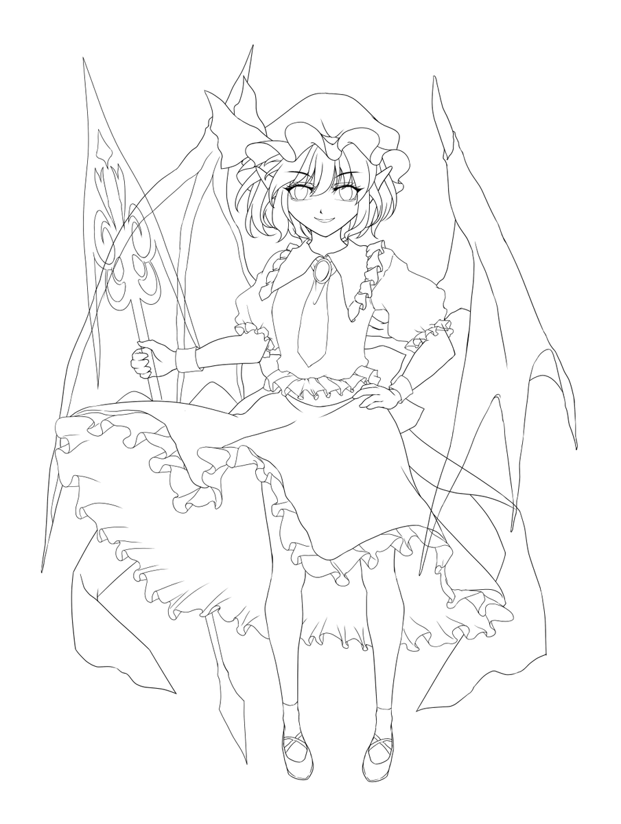 お嬢様ラフと線画🦇 