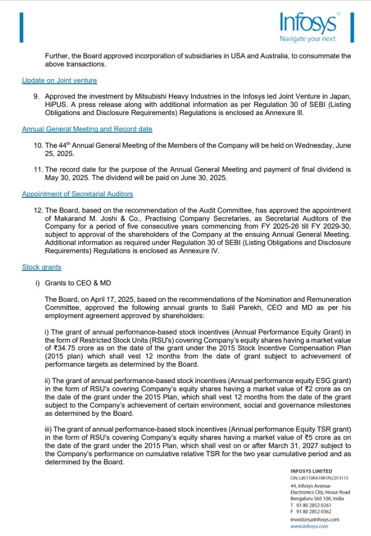 BusinessNewsPo1's tweet photo. #Infosys Ltd Announces 22 Rupees Per Share Final Dividend of face value of Rupees 10 each with Q4 Results
Record-30th May
#InfosysLtd
#Dividend #BreakingNews #StockInNews #StockToWarch #NSE #BSE https://t.co/E1vcrv2CYp