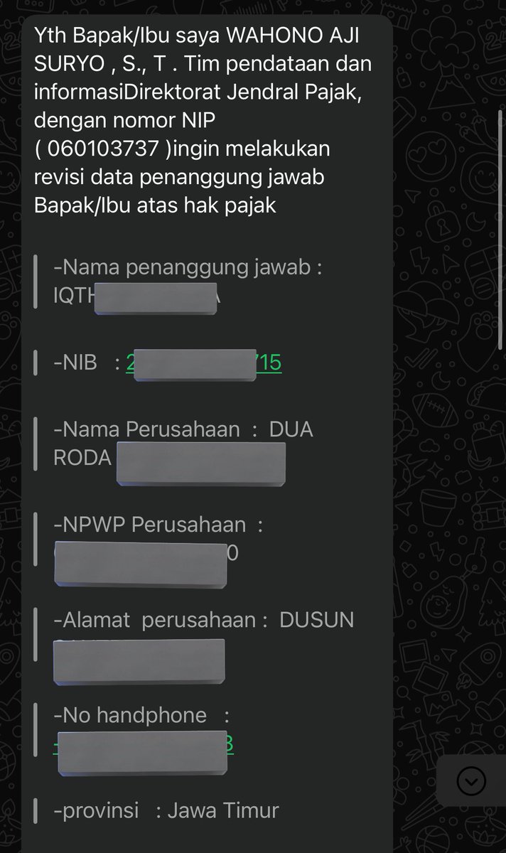 rottenpeanutt's tweet image. [Penipuan atas nama Pengkinian data CoreTax) !! @kring_pajak @HaloBCA @bkpm 

Kronologi :

1. 16 Pagi saya mendapat call dari orang yang mengaku orang DJP pusat untuk pengkinian data

2. Dilakukan penjadwalan ulang untuk telfon pada 17 Pagi dan diamini verifikasi data (Gambar 1)