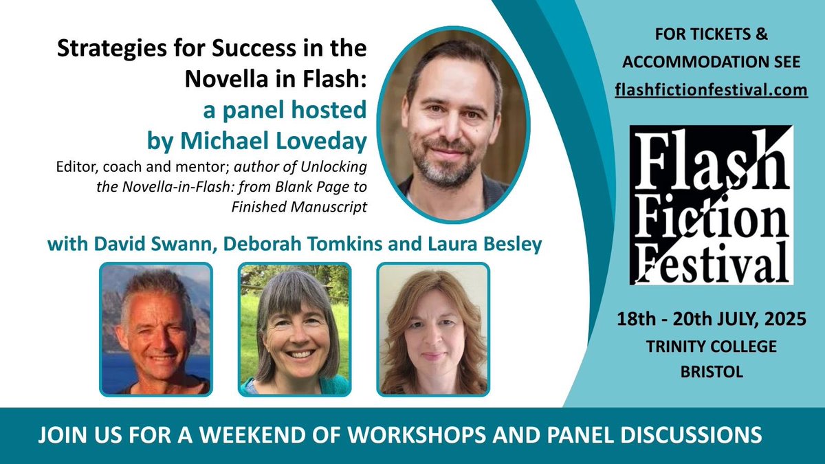 We’ve a panel on strategies for success in the novella in flash chaired by <a href="/pagechatter/">Michael Loveday</a> with David Swann, Deborah Tomkins &amp; Laura Besley