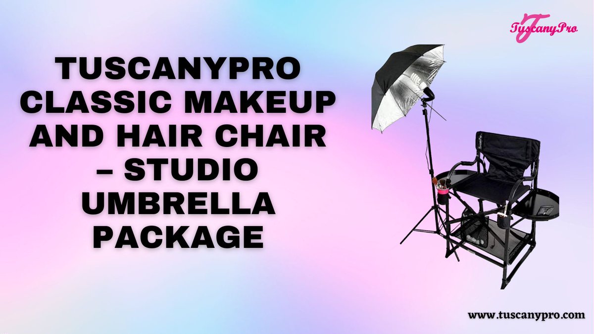tuscanypro's tweet image. Transform your space with the TuscanyPro Classic Makeup &amp;amp; Hair Chair – now in the Studio Umbrella Package! Comfort, durability, and style in one sleek design. Ideal for pros on the go. 🌟💺💄

#BeautyPro #SalonEssentials #TuscanyPro #MakeupArtist #HairStylist
