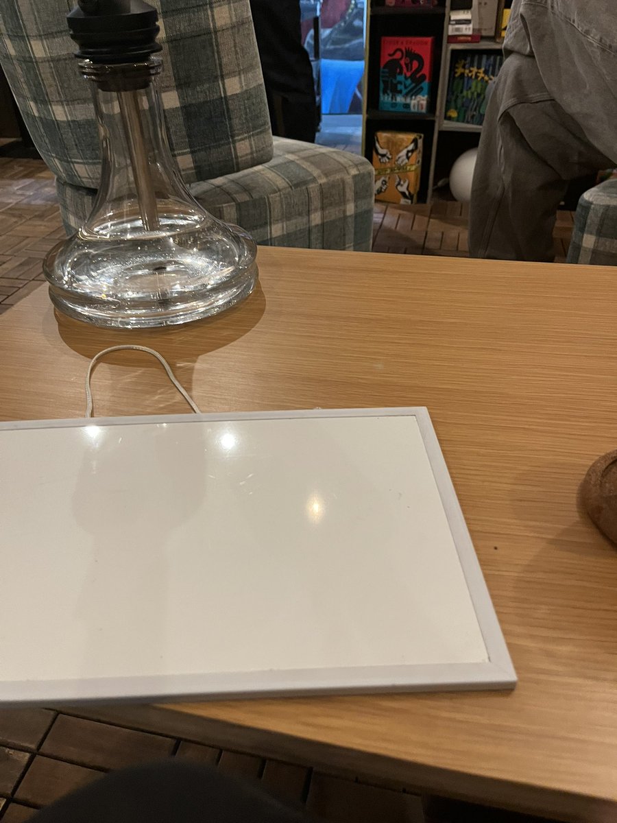 シーシャ出すより前にボード渡されて大喜利やらされるシーシャ屋にきている