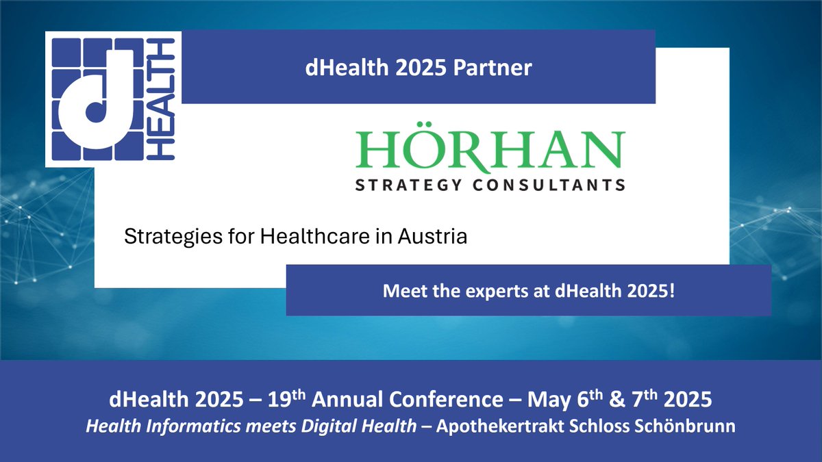 Thrilled to welcome HÖRHAN Strategy Consultants to #dHealth 2025! They inspire, connect, advise &amp; implement tailored strategies across Austria’s complex healthcare system—driving digitalization of health and care. 

#GesundheitdurchKooperation #DigitalHealth #healthcare