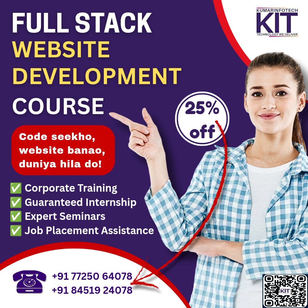 kumarinfotech20's tweet image. Unlock your career in tech with Kumarinfotech Full Stack Website Development Course!
Get 25% OFF 
Code seekho, website banao, duniya hila do!
 #WebDevelopmentCourse #LearnToCode #ITTraining   #JoinKumarinfotech #WebsiteDevelopment #TechTraining #JobPlacement #Kumarinfotech