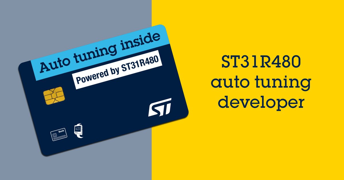 STMicroelectronics (@st_world) on Twitter photo Designed for smart cards, the ST31R480 now comes with an industry-first auto tuning feature! 
📢 Learn more: spkl.io/6011fxiCl
#banking #smartcards #payment #security Designed for smart cards, the ST31R480 now comes with an industry-first auto tuning feature! 
📢 Learn more: spkl.io/6011fxiCl
#banking #smartcards #payment #security