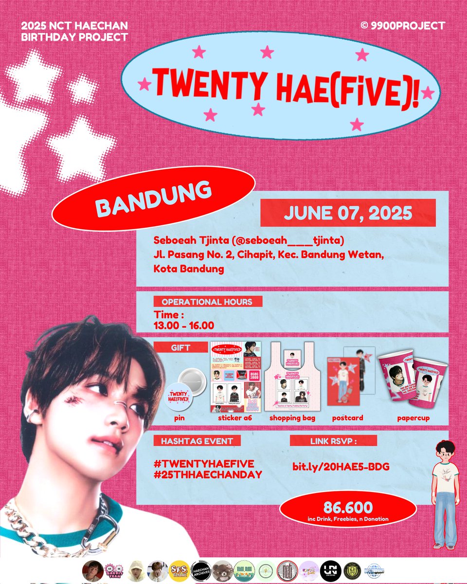 9900project's tweet photo. 🩷 𝙏𝙒𝙀𝙉𝙏𝙔 𝙃𝘼𝙀(𝙁𝙄𝙑𝙀) 🩵
Haechan at Twenty, Fivebing the Party!

Haechan Birthday Cafe Event ✨🎊

◉ Jakarta : https://t.co/BkTreO2TYQ
◉ Bandung : https://t.co/tyWqheD9wZ

✯ 7 June 2025

#TWENTYHAEFIVE
#25THHAECHANDAY
#HAECHAN #해찬 https://t.co/nQlcF4QGwH