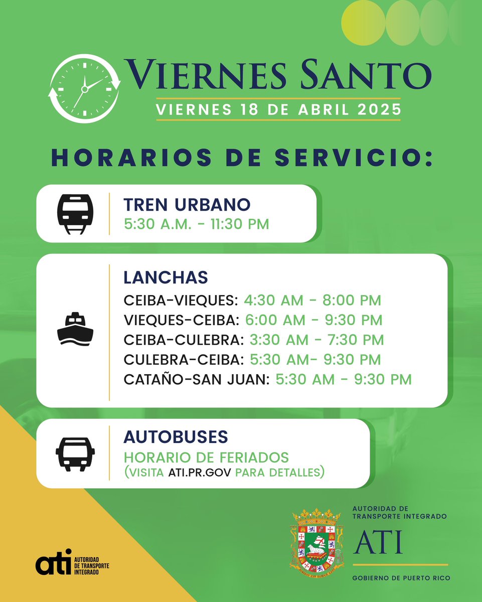 🟡 Este es el itinerario de servicio para hoy, Viernes Santo. 

🚊 Recuerda que el tren continúa gratis.