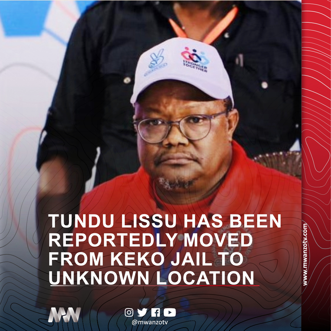 MwanzoTv's tweet image. #BREAKING
#TANZANIA: TUNDU LISSU REPORTEDLY MOVED FROM KEKO JAIL TO AN UNKNOWN LOCATION
Tanzanian prominent opposition leader Tundu Lissu has been reportedly transferred from Keko Jail to an undisclosed location.
This is according to reports from his lawyers and family, who…