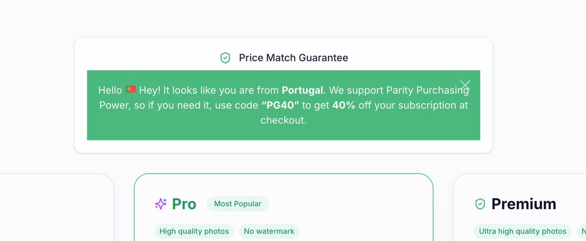 PhotoGuruai.com now support Purchasing Power Parity ( PPP ) for all countries around the world, up to %60 discount code for everyone.

shoutout to <a href="/paritydeals/">Paritydeals</a>