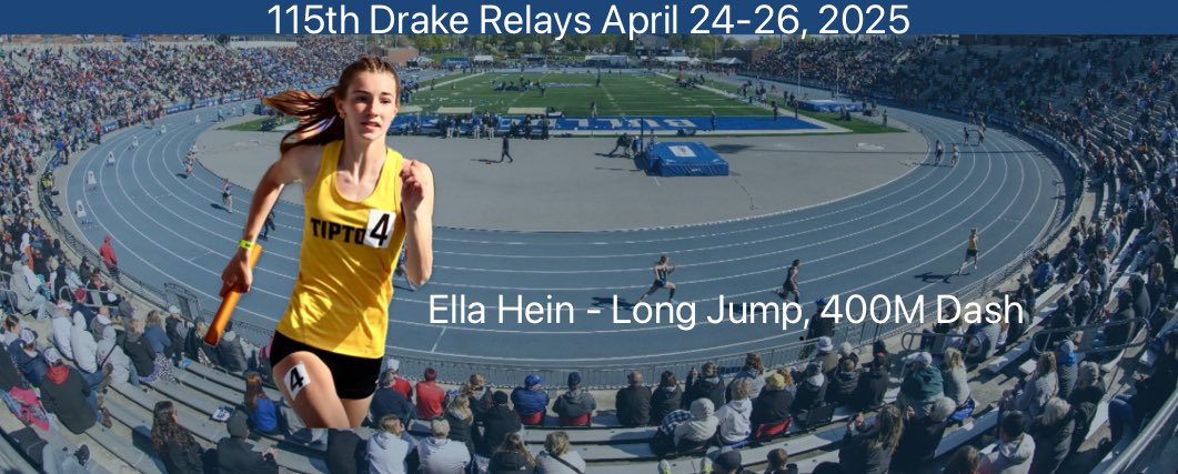 Ella Hein becomes the first girl in school history to compete in the 400 and LJ at the Drake Relays!
