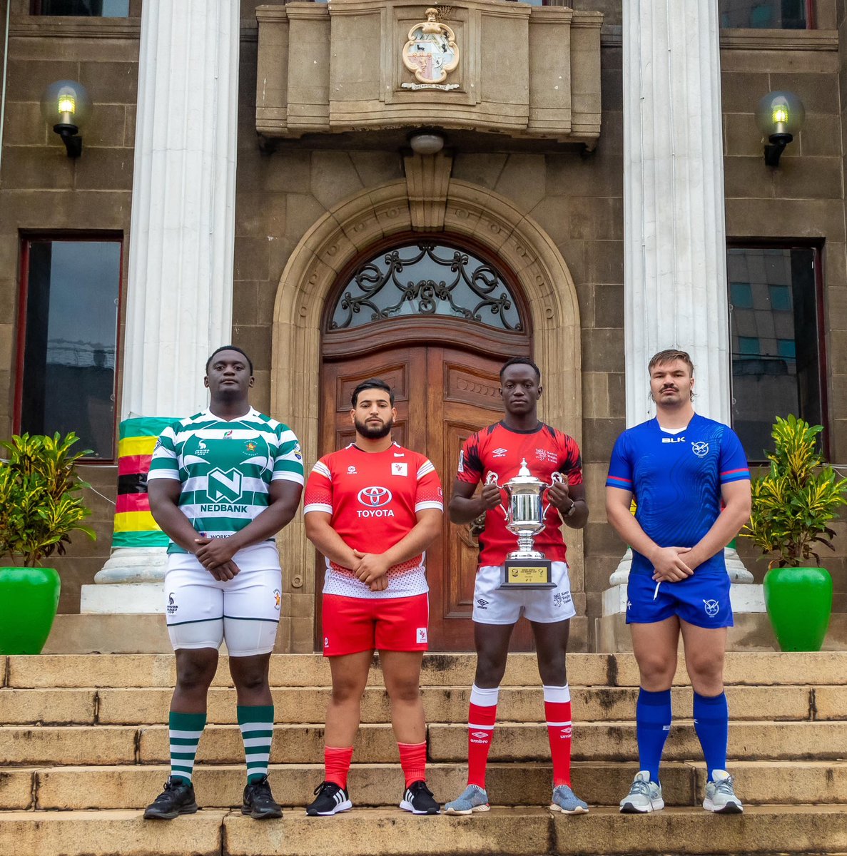 ZTNPrime's tweet photo. Rugby Afrique Barthes Trophy 2025: Captains photoshoot.
#GetThePicture #Zimbabwe #BarthesTrophy https://t.co/FomP9k2T4e