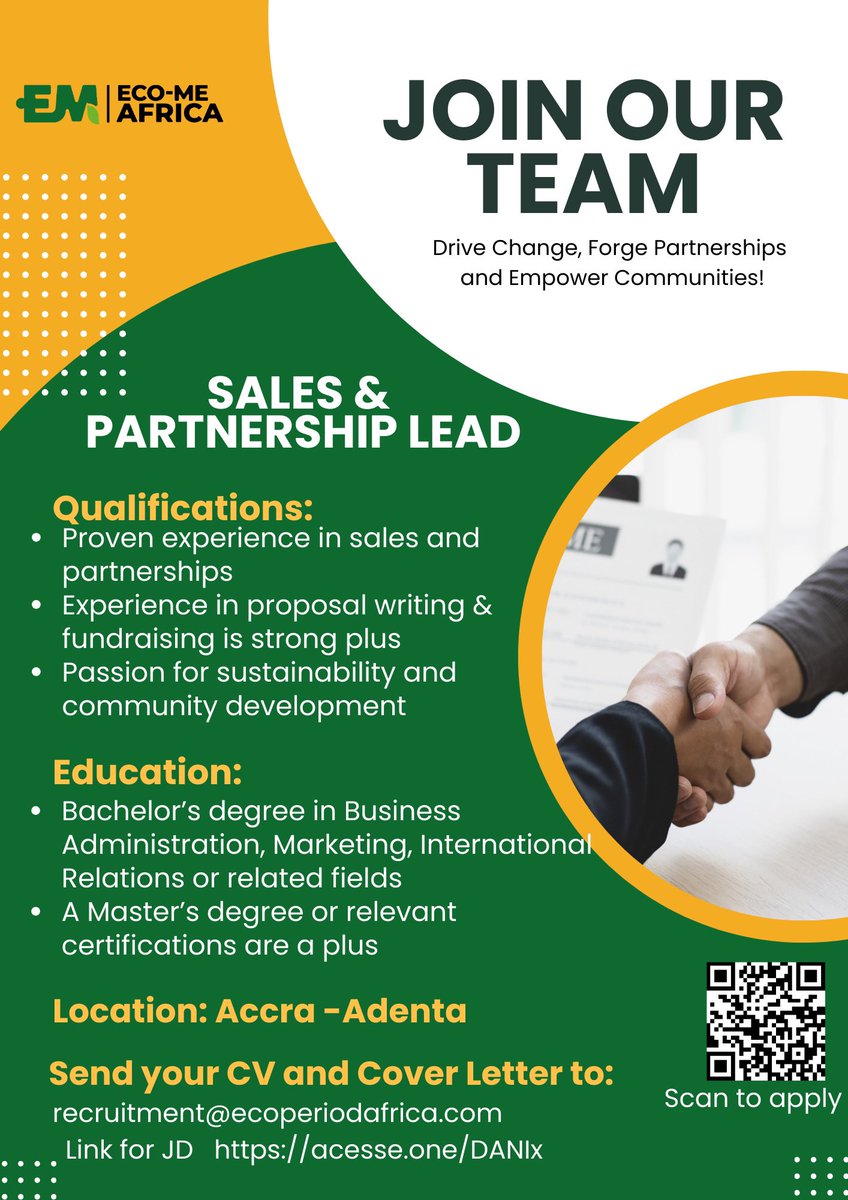 myamdy's tweet photo. We're Hiring: Sales &amp; Partnerships Lead

Apply!!!
 https://t.co/NQFrEY34Qy
#SalesLeadership #PartnershipDevelopment #BusinessDevelopment #NGOCollaboration #CorporatePartnerships #Fundraising #ProposalWriting #CRMProficiency #StrategicSales #ImpactDriven #HiringNow #JoinOurTeam https://t.co/60TPeI4VIQ