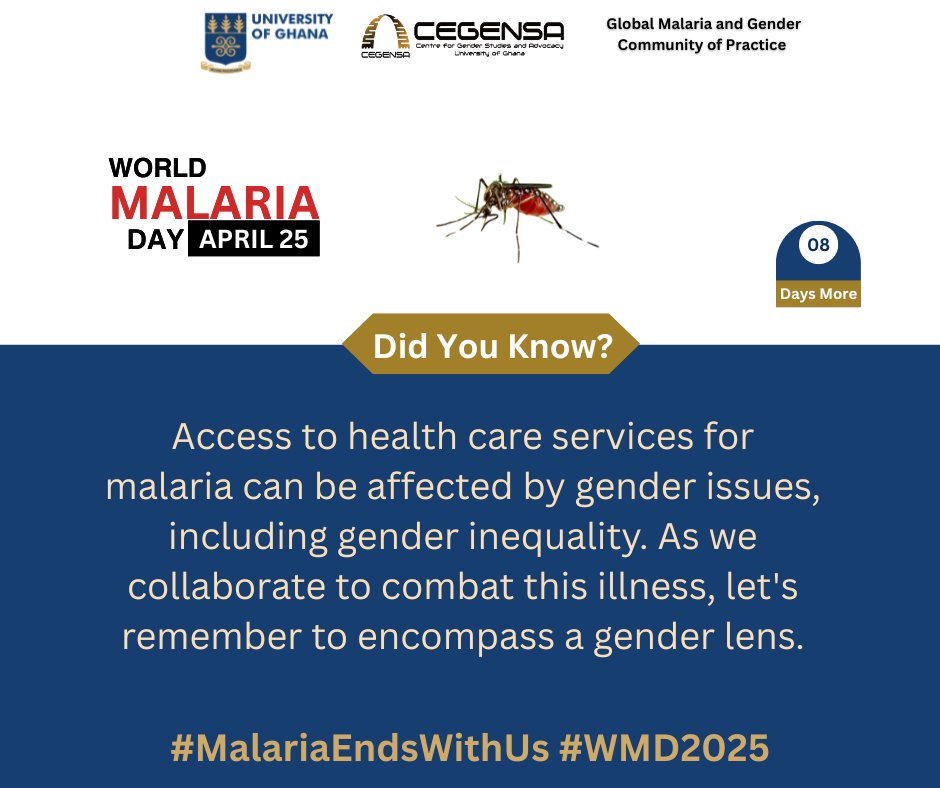 Gender equality must be a priority in our health initiatives.

#GenderandMalaria
#GenderandHealth
#HealthEquity
#MalariaEndsWithUs
#WorldMalariaDay2025