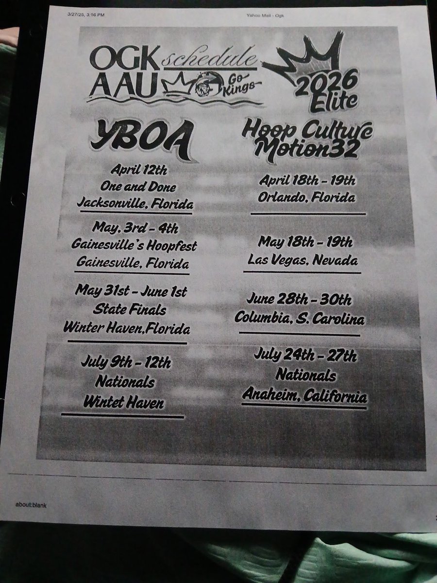 D1Fari's tweet photo. Really looking forward to the upcoming AAU season! I'll be playing with the Outeast Gainesville Kings. Attached is my schedule for this AAU season. https://t.co/mMYQtuVr2k
