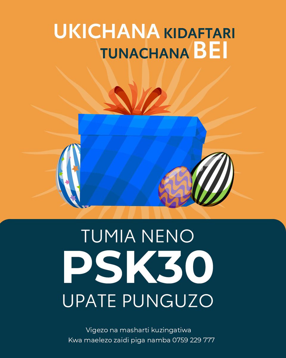 settloapp's tweet photo. Asante kwa kutumia Settlo.Kipindi hiki cha Pasaka furahia punguzo la asilimia 30 kwenye malipo ya mwezi na asilimia 5 kwenye malipo ya vifaa, tumia neno PSK30 upate punguzo.Wasiliana nasi:  0759229777.Heri ya Pasaka!

Vigezo na masharti kuzingatiwa. https://t.co/PQQBXoyOXt