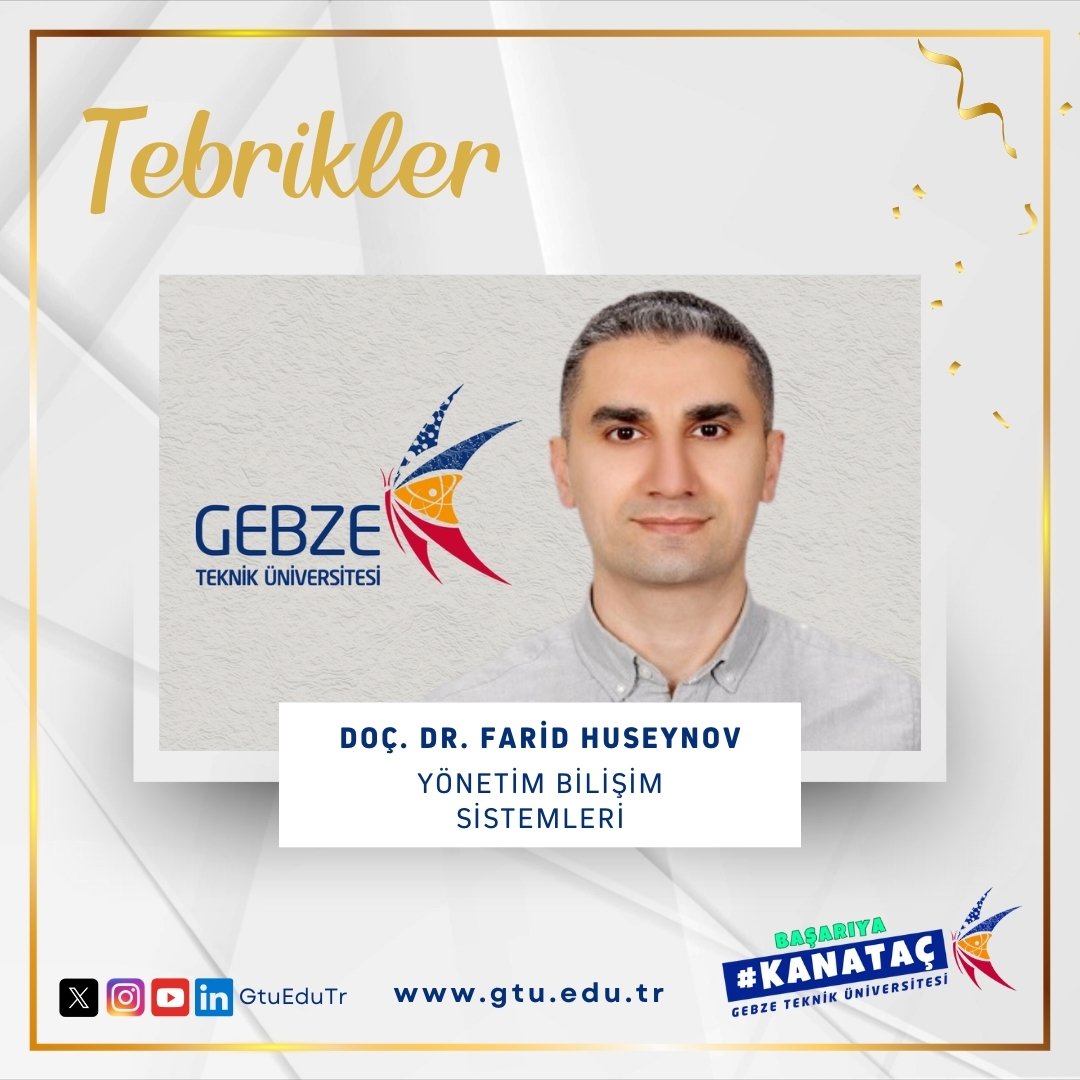 GtuIsletme's tweet photo. Fakültemiz Yönetim Bilişim Sistemleri Bölümü Öğretim Üyesi Doç. Dr. Farid Huseynov’un yürütücülüğünü üstlendiği e-ticaret dolandırıcılığına yönelik proje, TÜBİTAK 3005 programı kapsamında desteklenmeye hak kazandı.
Akademisyenimizi tebrik eder, başarılarının devamını dileriz. https://t.co/PmyNrtIv9e