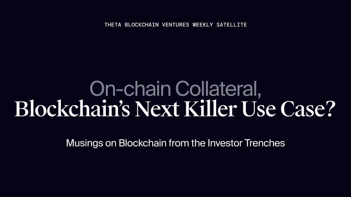 Check out this week’s edition of the TBV Weekly Satellite where we ask: is on-chain collateral blockchain’s next killer use case?

Read here: shorturl.at/D1w6w

Investing in blockchain technologies is still pretty opaque for most investors. With our TBV Weekly Satellite