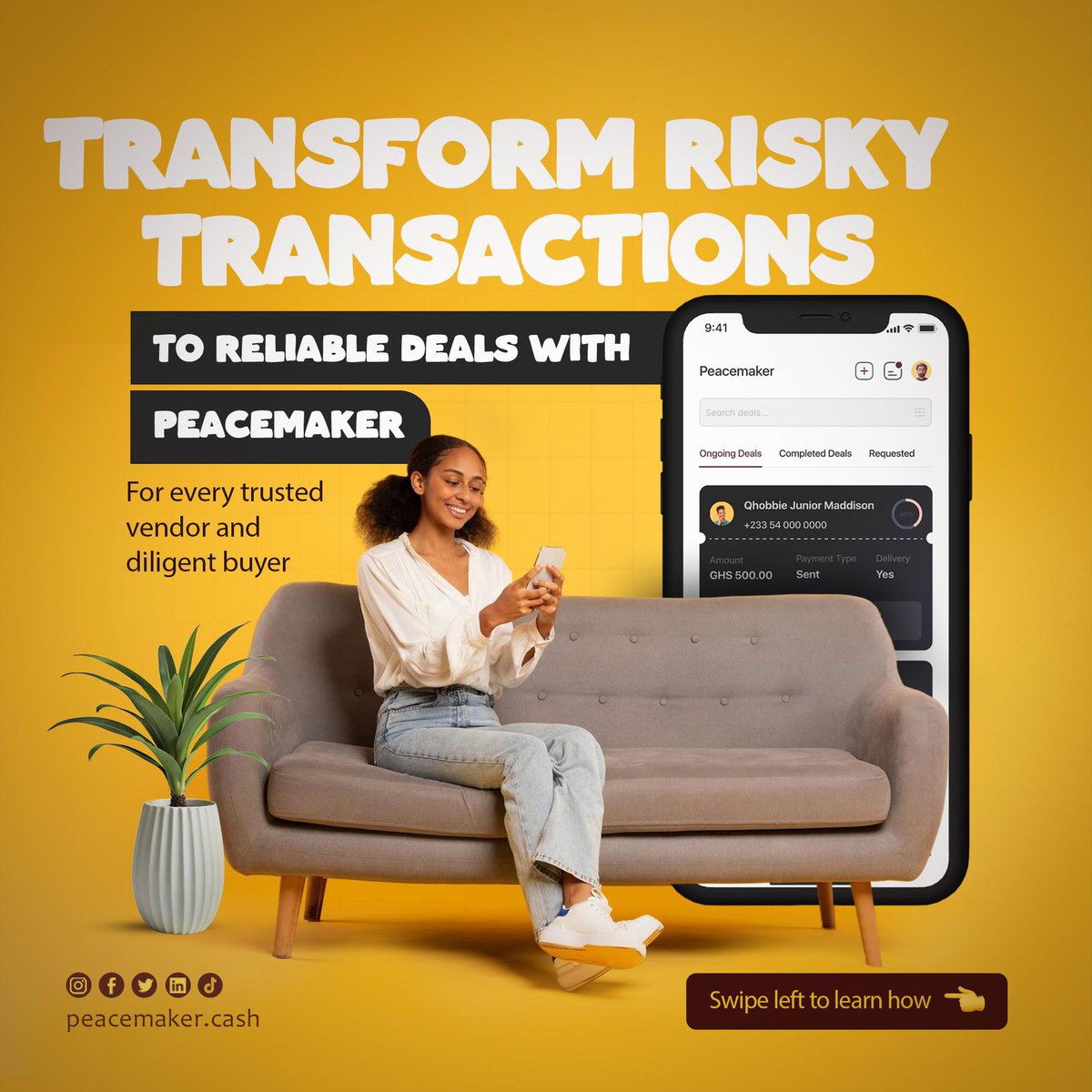 yeboah__'s tweet photo. Make payments with zero stress. All thanks to #PeaceMakerApp for their secure and simple way of transacting. https://t.co/KwRNmBneEY